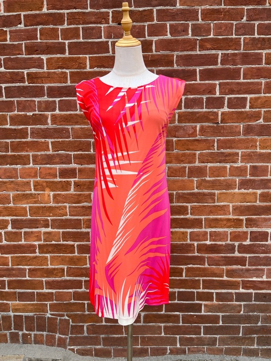 Tibi Dresses & Skirts - Tibi Palm-Print Mini Dress in Pink, Orange & White